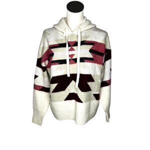 Lou & Grey Southwest Aztec Pattern Hooded Sweater - Size Large